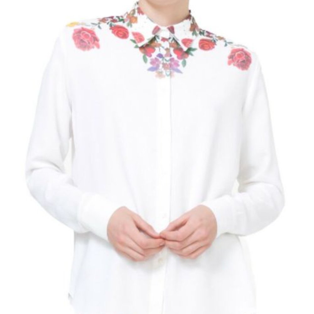 Desigual Buttoned down shirt top white size S